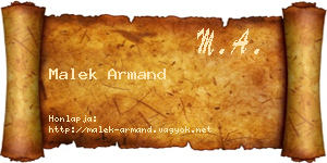 Malek Armand névjegykártya